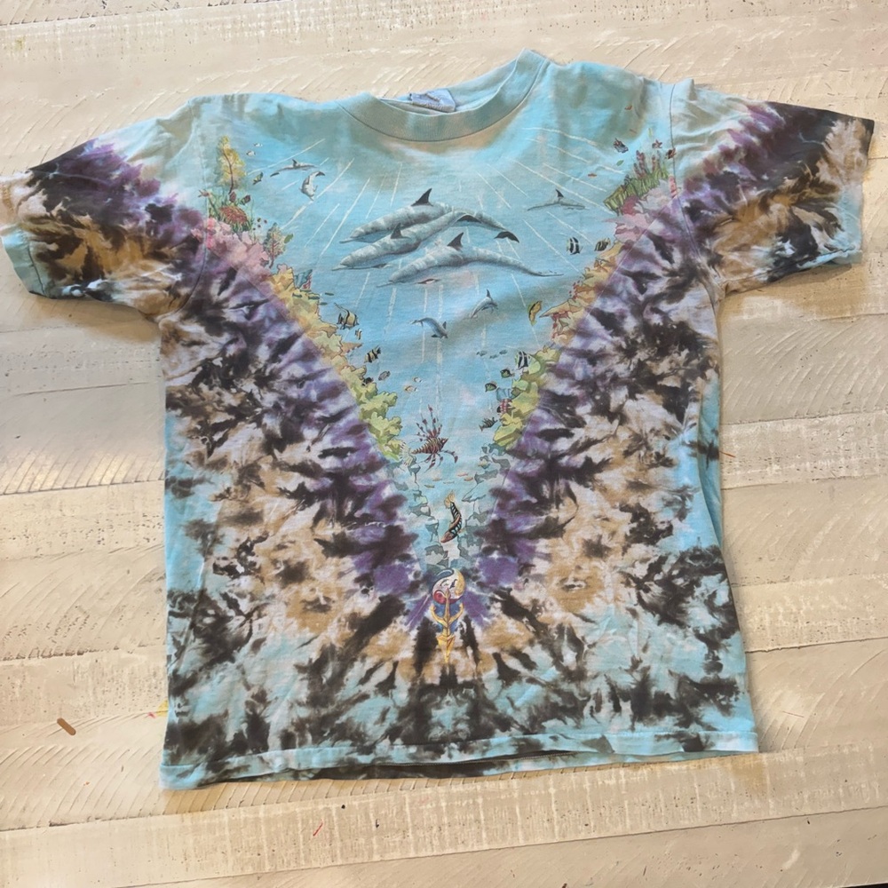 Vintage 1990 Tie-Dye Dolphin Graphic T-Shirt